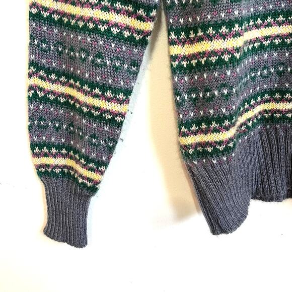 Vintage Grand Isle Nordic Womens Cardigan Sweater Size L Gray Fair Isle Cabin - Picture 4 of 7